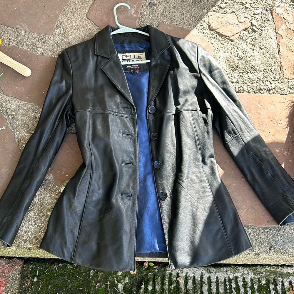 Cool vintage black leather blazer medium women’s